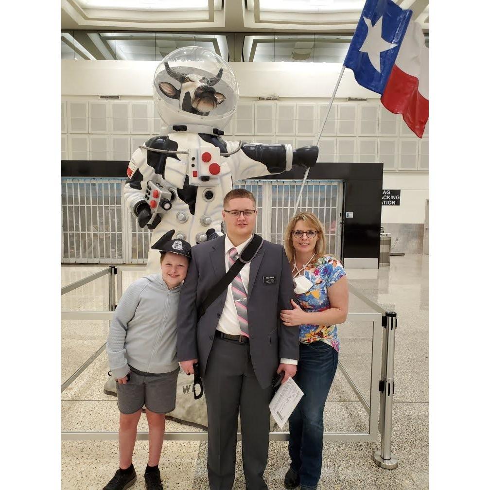 Jacob at the airport, off to serve a 2-year mission!