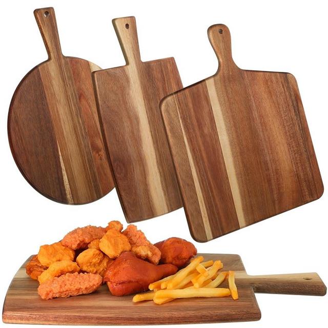 Zhehao 3 Pcs Acacia Wood Cutting Board Set Chopping Board with Handle for Charcuterie Cheese Board Meat Bread Chopping Blocks Vegetables Fruit Kitchen Dining Room Decorative Wooden Serving Board
