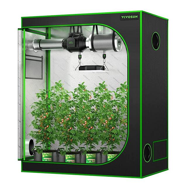 VIVOSUN S425 4x2 Grow Tent, 48"x24"x60" High Reflective Mylar with Observation Window and Floor Tray for Hydroponics Indoor Plant for VS2000