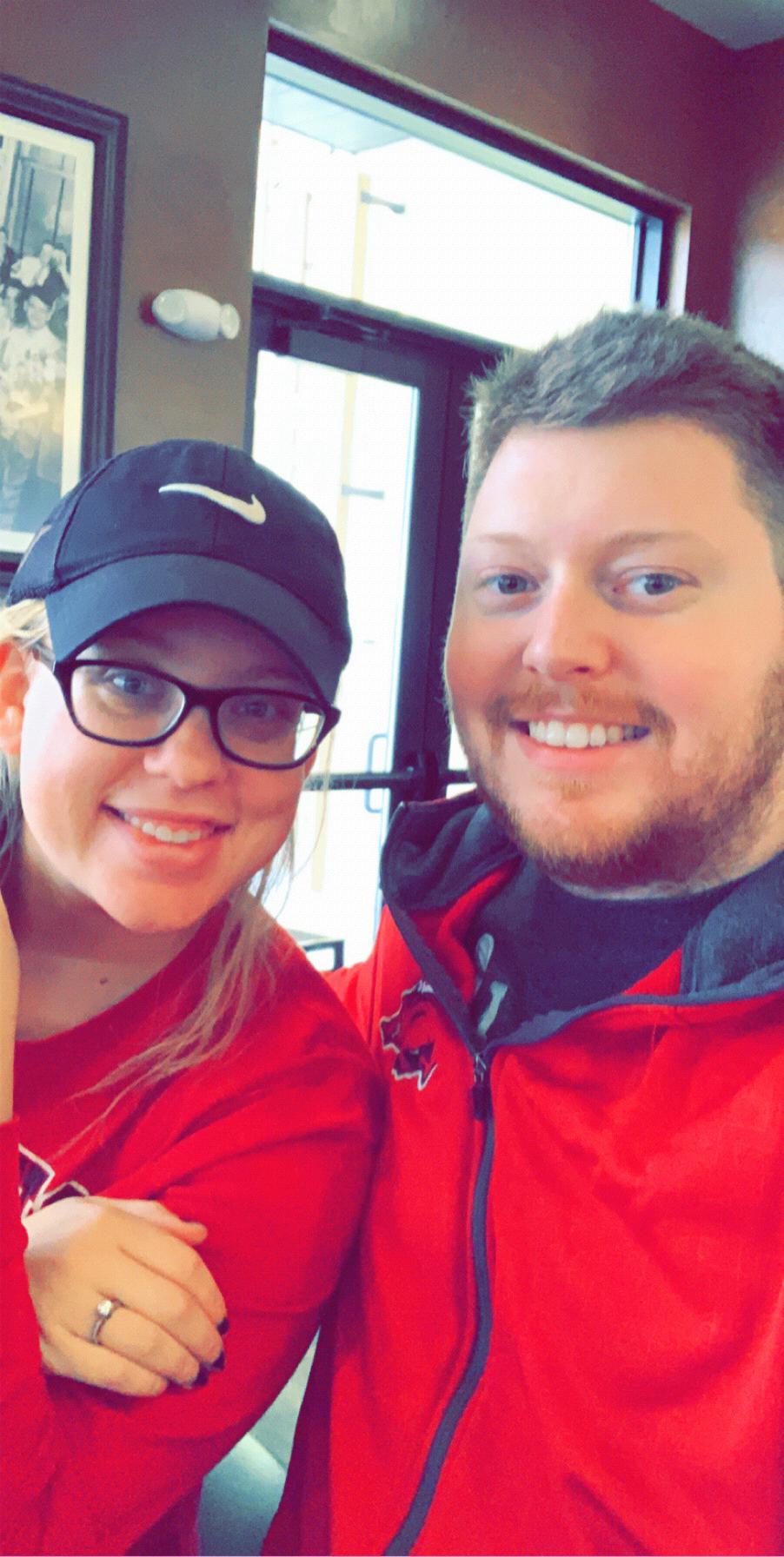 Luckily red just so happens to be Scott’s favorite color, so he doesn’t mind wearing Razorback gear!