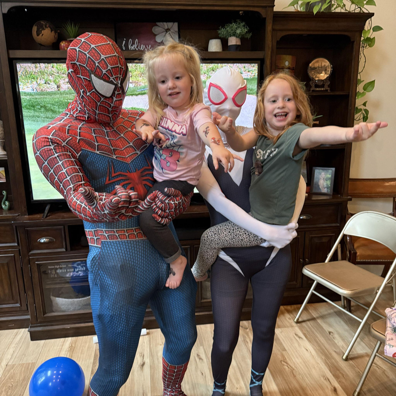 Meeting the entire Eekhoff extended family in a Spider Man body suit for Sienna's birthday!