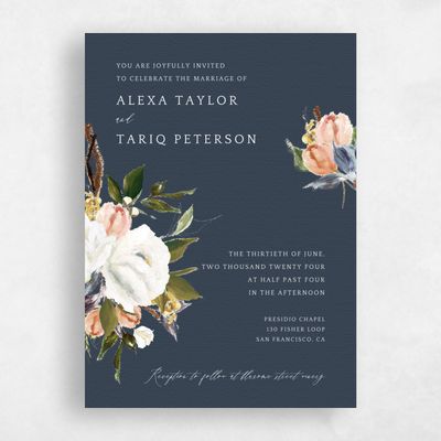 Navy, Blue Wedding Invitation - Octavia Classic