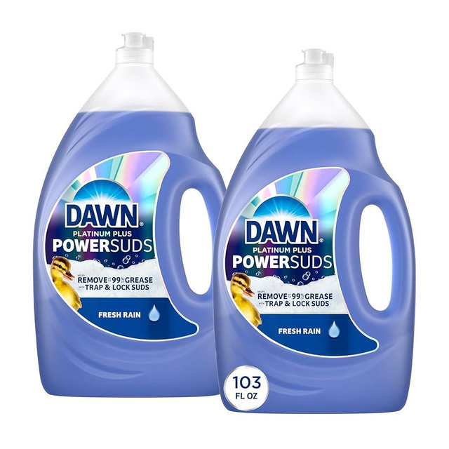 Dawn Platinum Plus PowerSuds Dish Soap Liquid, Dishwashing Liquid, Dish Detergent, Fresh Rain Scent, 51.5 fl oz (Pack of 2)