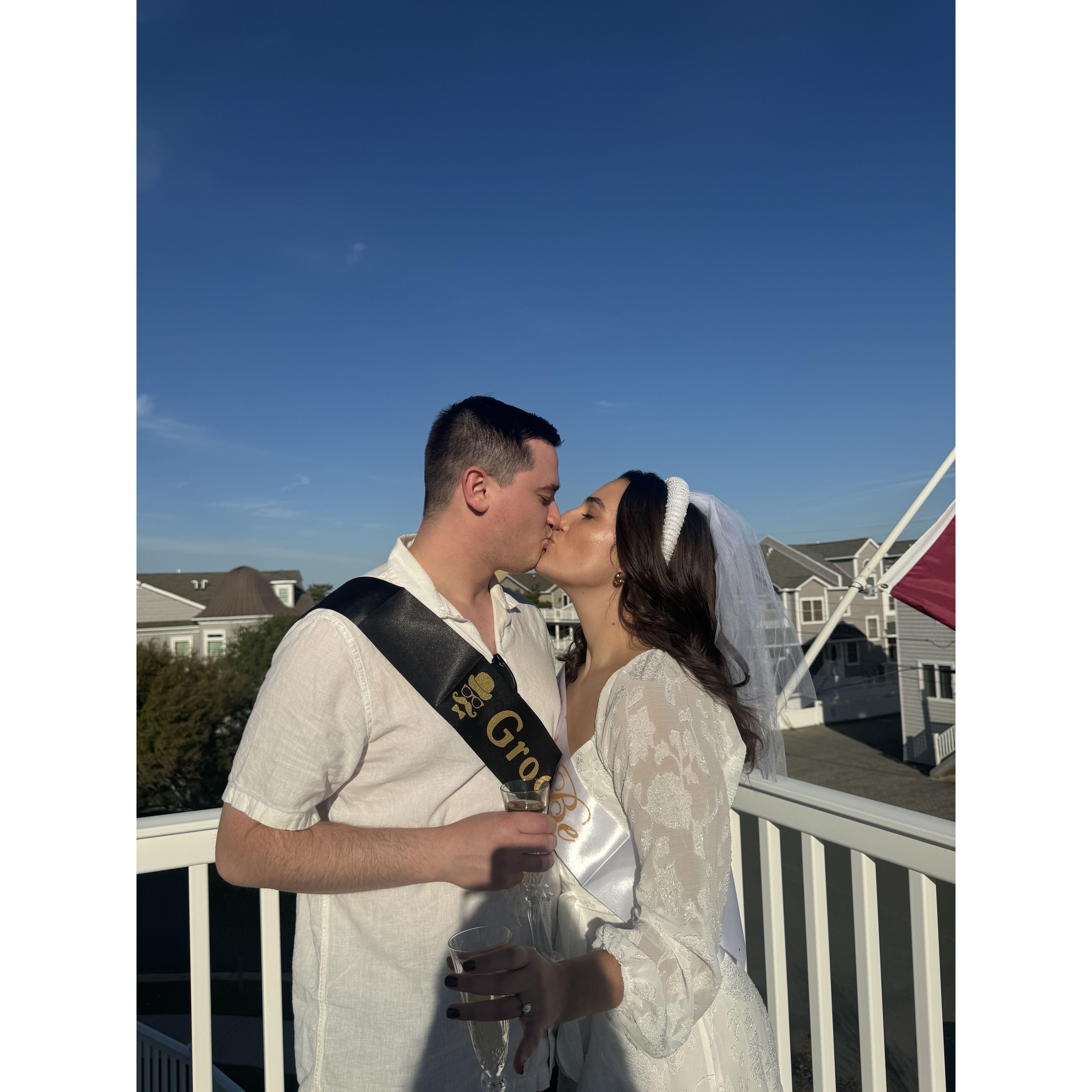 Sashes and veils provided by family and friends to complete the engagement looks