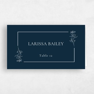 Deepest Teal, Blue Wedding Place Card - Brooklea