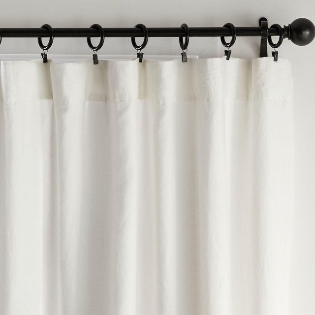 Classic Belgian Flax Linen Blackout Curtain, Classic Ivory 50 x 96",