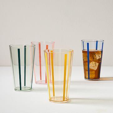 Acrylic Modern Vintage Glasses - Stripe (Set of 4)
