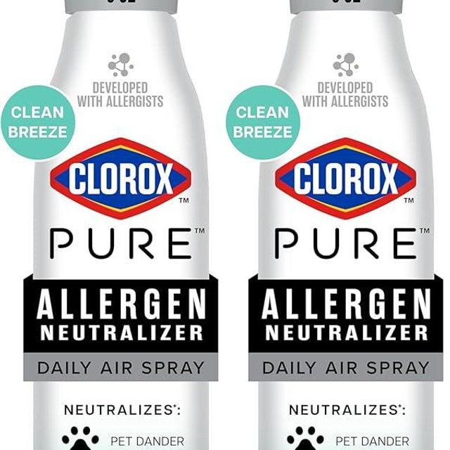 Clorox PURE Allergen Neutralizer Daily Air Spray, Clean Breeze, 8 Ounces (Pack of 2)