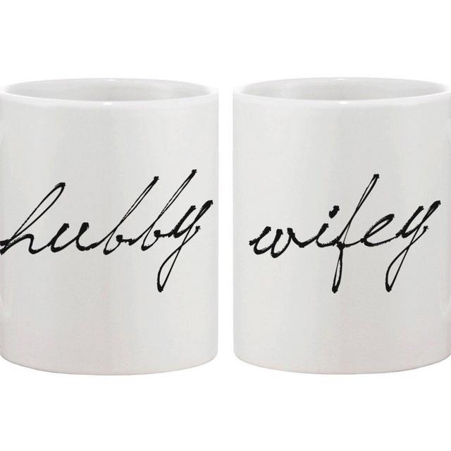 Hubby and Wifey Couple Matching 2 Piece Coffee Mug Set