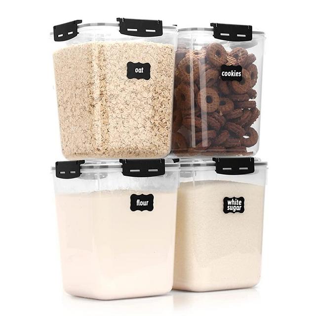 Airtight Food Storage Containers with Lids, CASA LINGO 5.3L Large Pantry Organization and Storage for Bulk Food Dry Food Cereal, Set of 4 Plastic Food Storage Containers