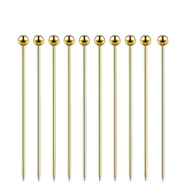 15 Pieces Stainless Steel Cocktail Picks Metal Martini Picks 4.3 inch Gold