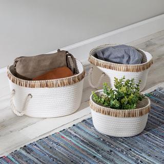 Nesting Rope Basket with Fringe, 3-Piece Set