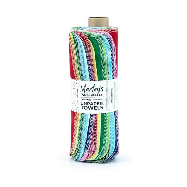 Marley's Monsters Reusable UNpaper Towel Roll, Handmade in Eugene, Oregon (Rainbow Solids, 24-pack)