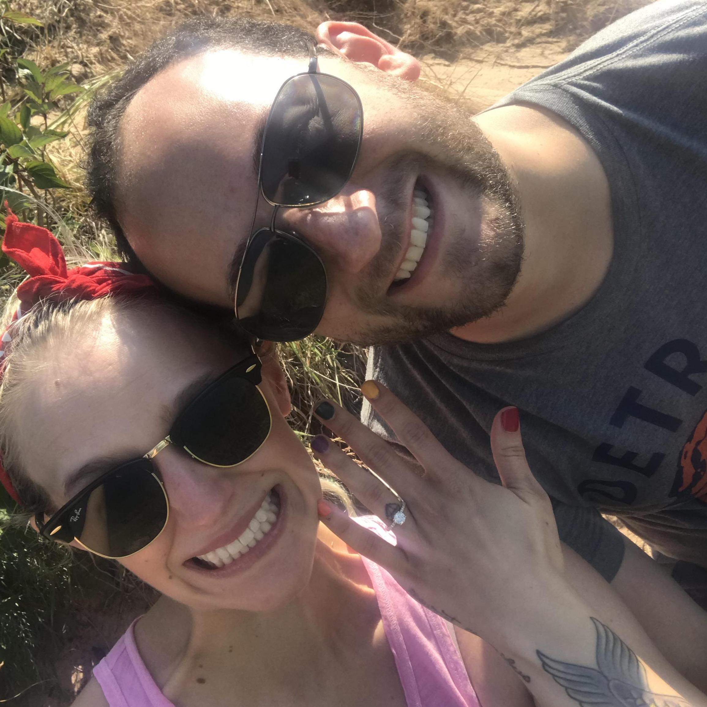 Annnnnnd here we are, newly engaged at Sleeping Bear Dunes!