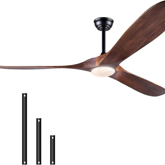 70 inch Ceiling Fan, wood Ceiling Fan with Remote, 3 Blade Ceiling Fan, 70 Inches Outdoor Ceiling Fan, Outdoor Ceiling Fan, Bedroom Ceiling Fan, Noiseless DC Reversible Motor (With light, 70 inch)