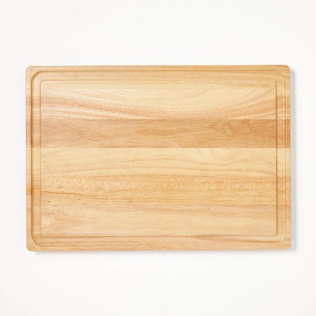 14"x20" Rubberwood Carving Board with Juice Groove Natural - Figmint™