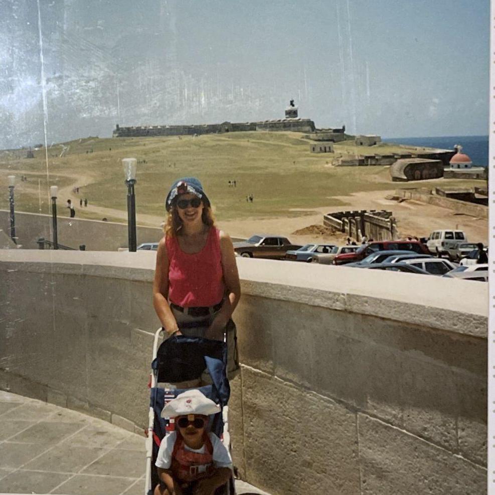 Jessica with her mom (in very cool hats). You can see the fortress in the background!