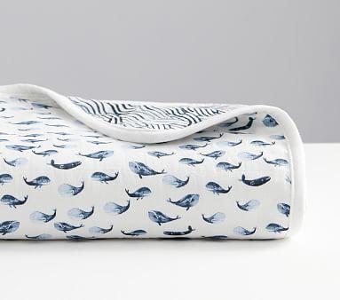 Whale Oversized Organic Muslin Baby Blanket