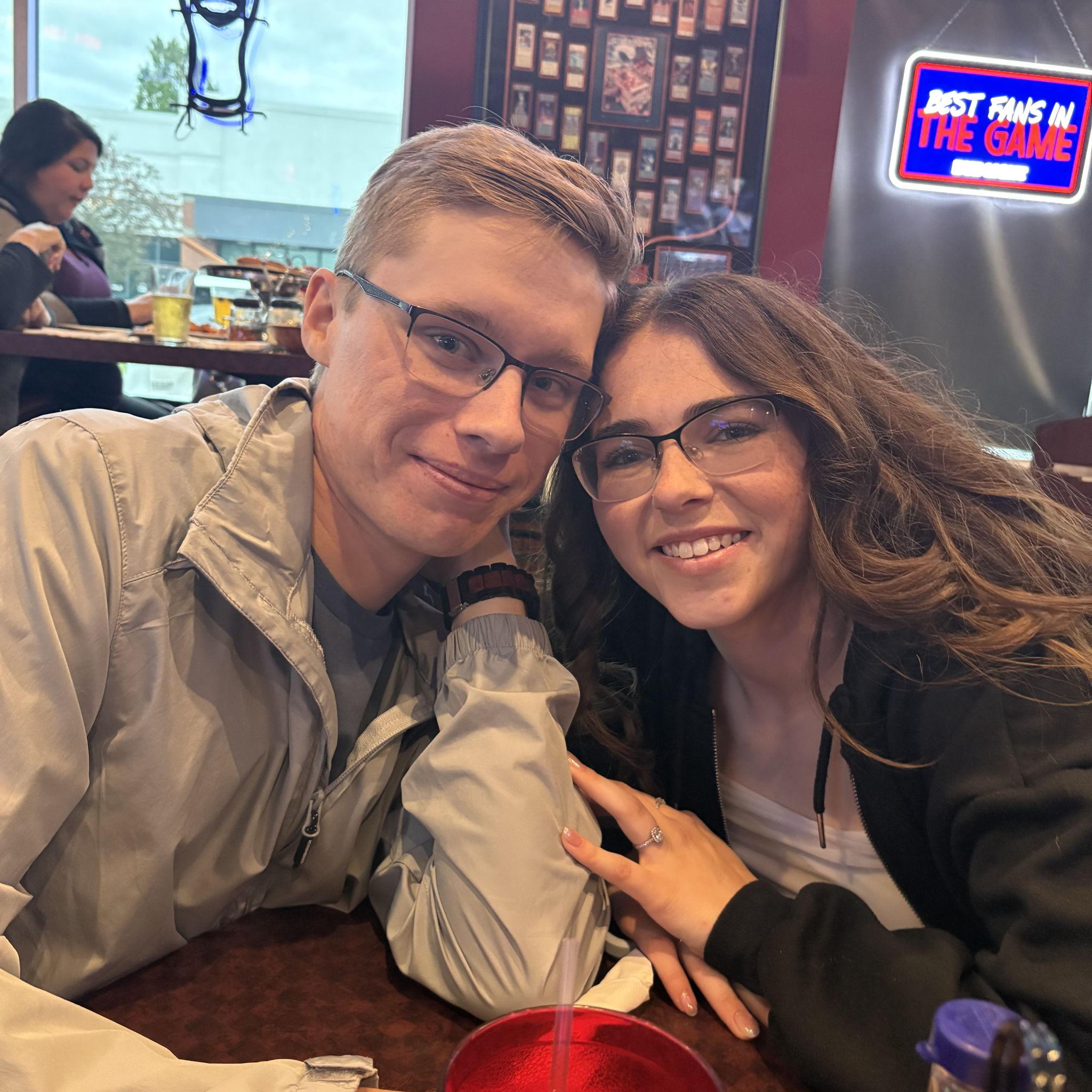Out to dinner after our engagement pictures!