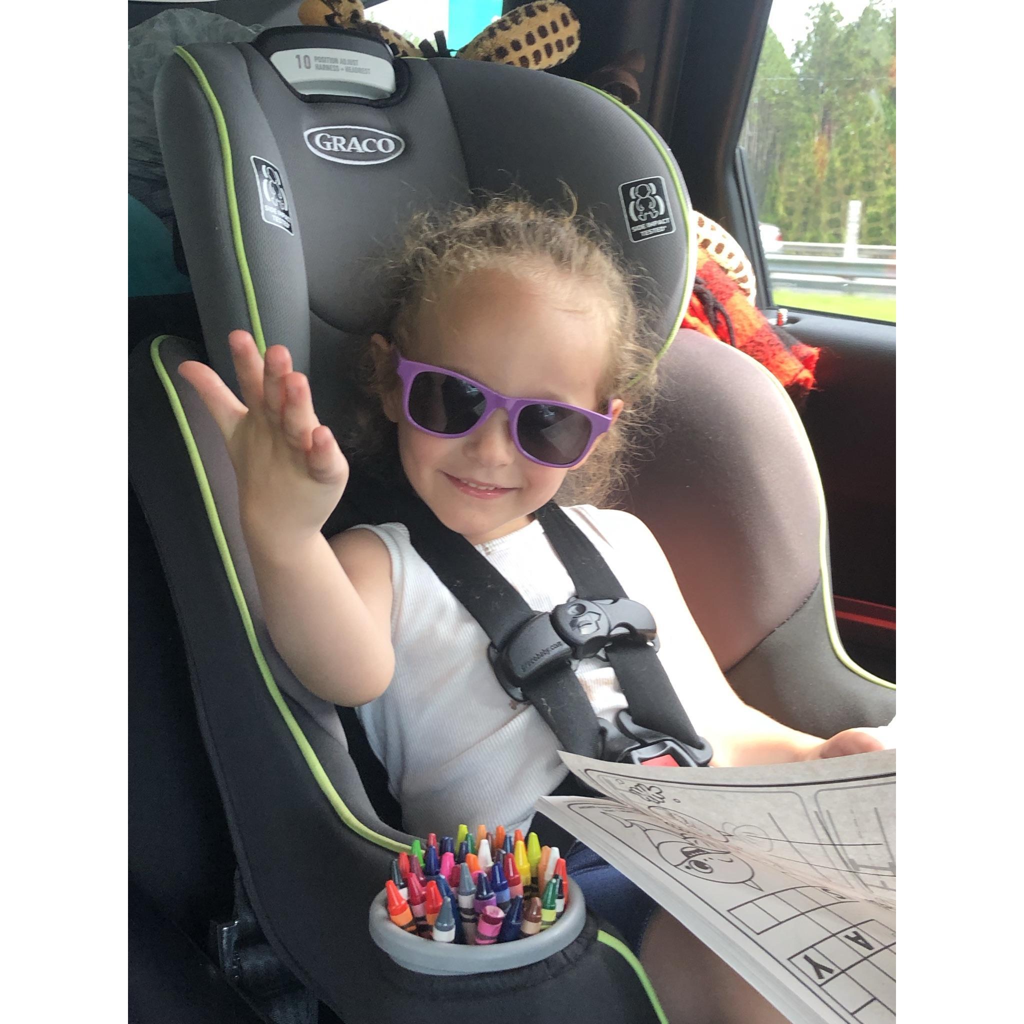 "Of course I'm ready for a 24 hour road trip to see Aunt Gina. I have crayons, don't I?"