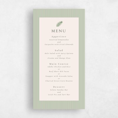 Green Elegant Wedding Menu - Maldives