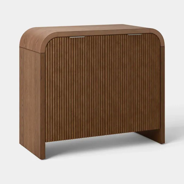 Lupine Reeded Two Door Storage Cabinet with Adjustable Shelf and Cable Management Dark Brown - Threshold™