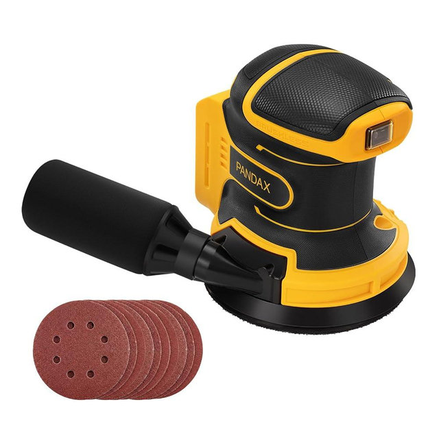 5’’ Brushless Cordless Random Orbital Sander Compatible with Dewalt 20V MAX Battery (TOOL ONLY), 12,000OPM Palm Sander, Dust Bag, Lightweight, 10 Sandpapers, 6 Variable Speeds for Wood, Metal & DIY