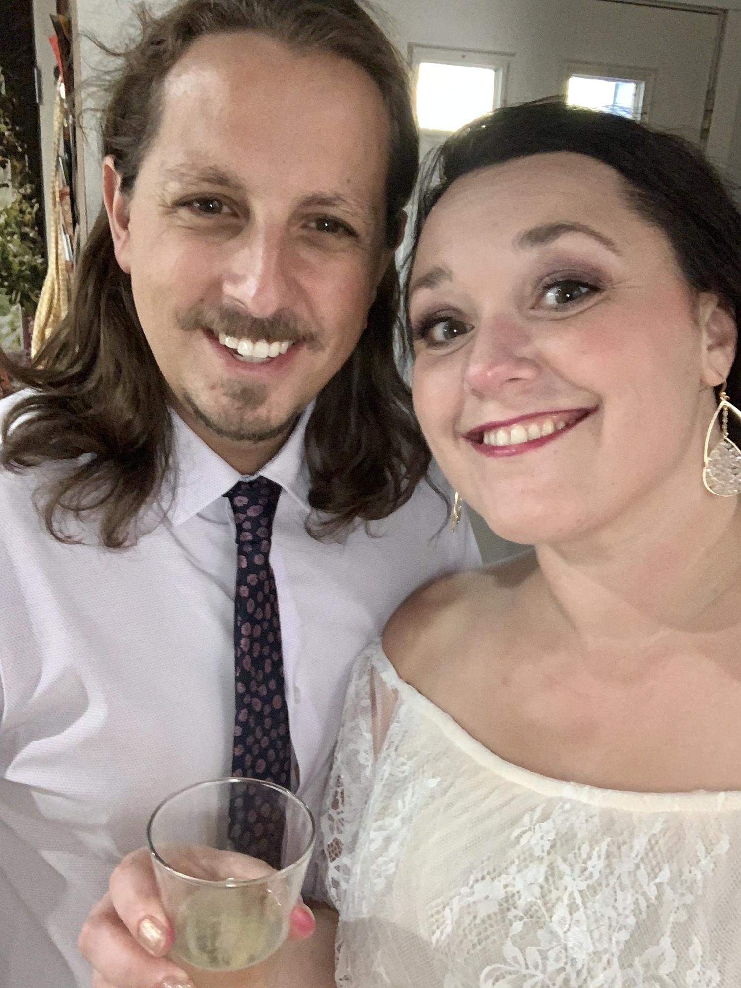 Cheers to wedded bliss, baby!