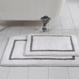 2-Piece Reversible Contrast Stripe Bath Rug Set