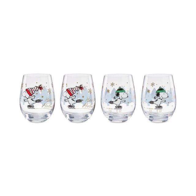 Lenox Snoopy Skating Christmas Tumblers, Set of 4