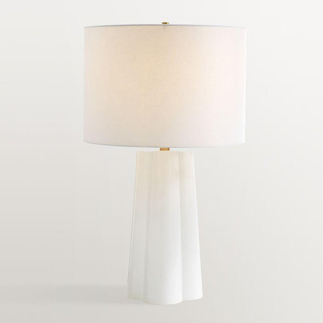Bella Milk Glass 28" Table Lamp, White