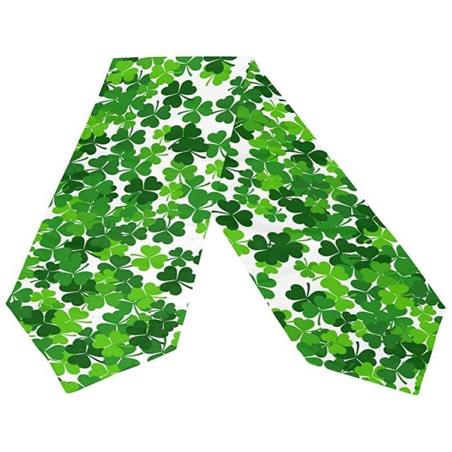 Naanle Double Sided St. Patrick's Day Shamrock Long Polyester Table Runner 13 x 90 Inches Table Cloth Cover Placemats for Kitchen Dinning Living Home Holiday Decor