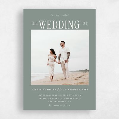 Deep Sage, Green Wedding Invitation - Dove Photo