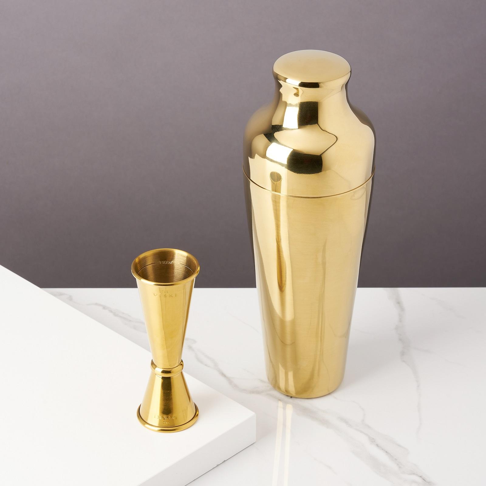 Viski Gold Measured Heavyweight Cocktail Shaker, Stainless Steel