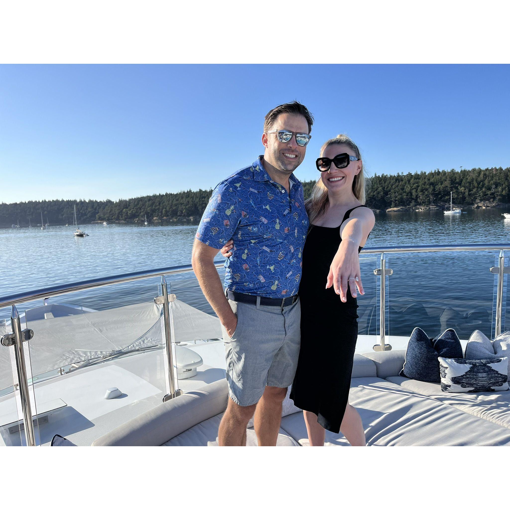 Proposal weekend night 2...dinner on a superyacht! - Orcas Island, July 2024