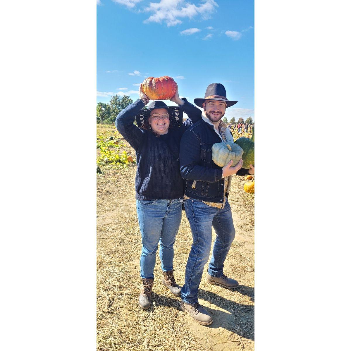 We went pumpkin picking at Huber's with a couple friends from UPS. | Fall 2023.