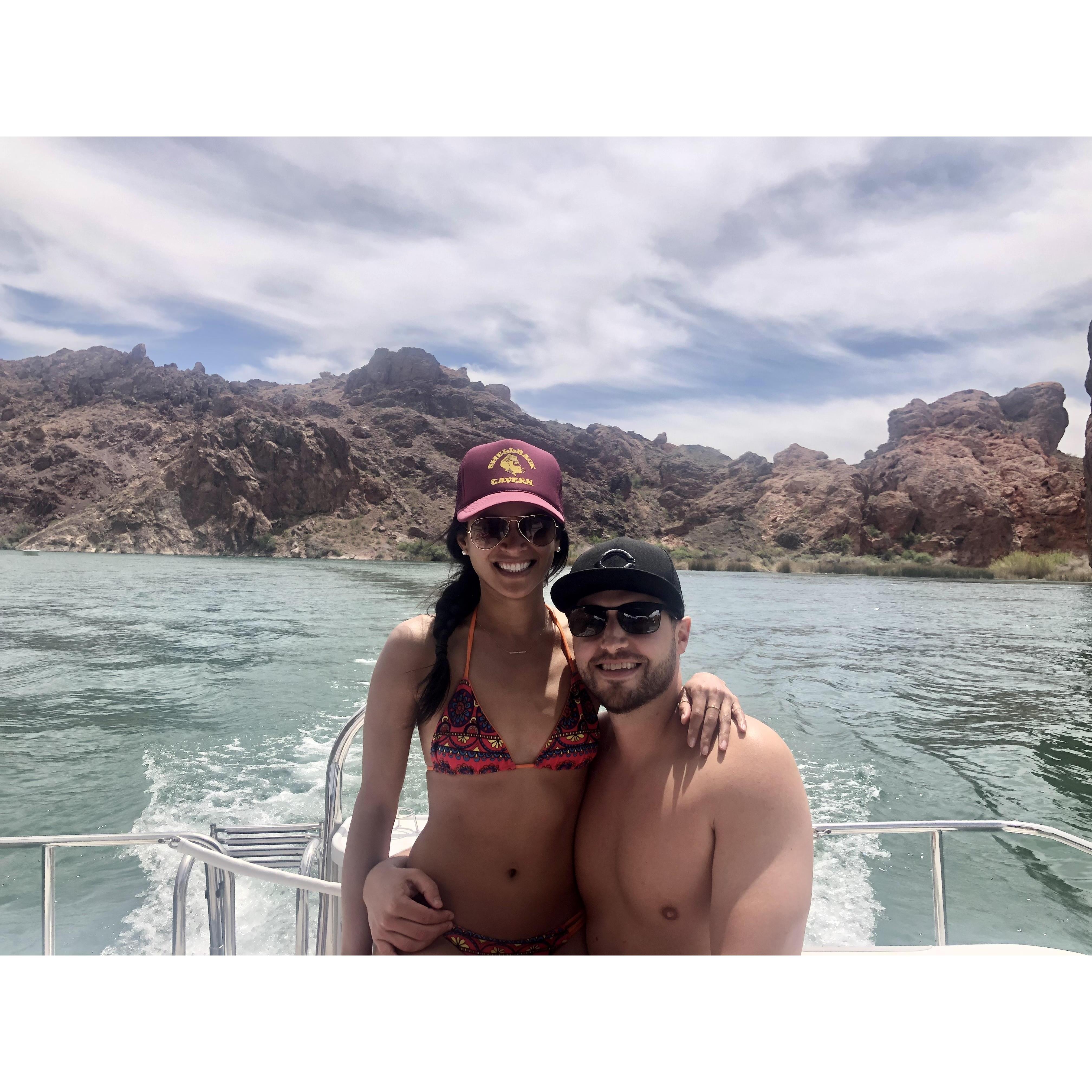 Lake Havasu in the summer with our favorite captain and co-captain David & Maria.