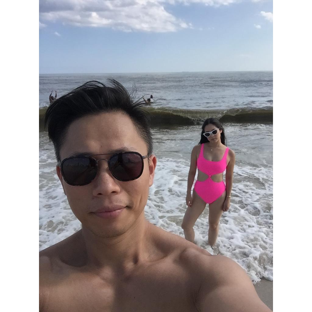 On a Long Island, NY beach--any time we're actually off on the same day!