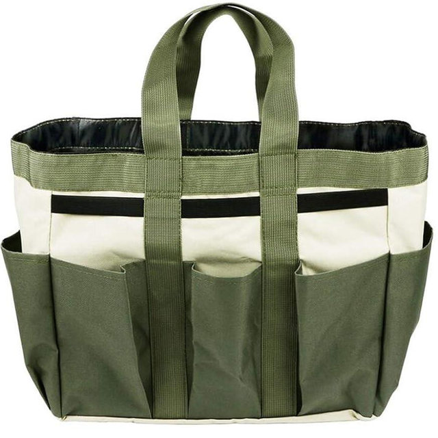 Gardening Tote Bag Garden Tool Bag with 9 Pockets Garden Tote Organizer Bag Gardening Tool Kit Holder Oxford Bag Gardening Tools Storage Organizer Tote Bag for Outdoor Garden Lawn Yard