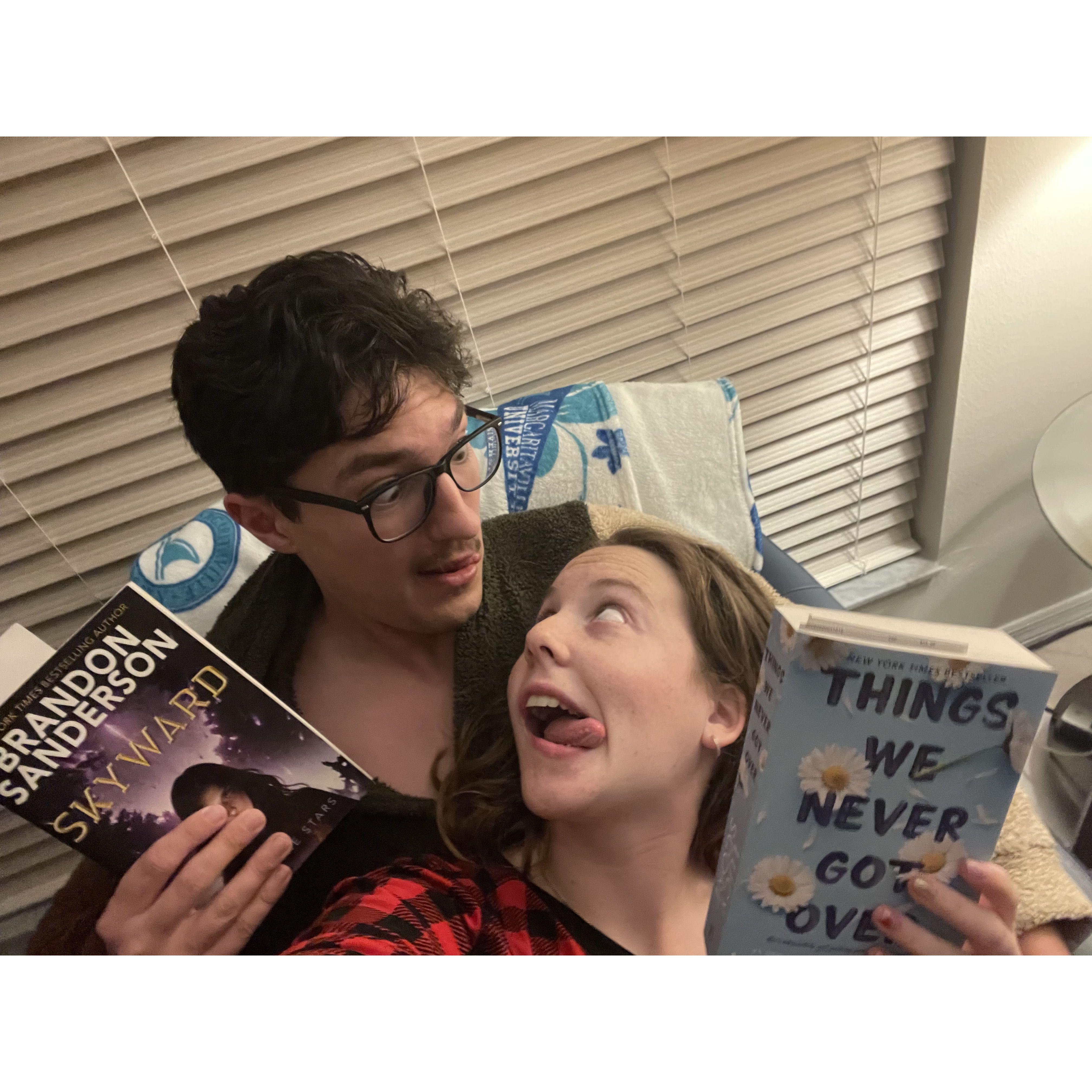 Feb. 17, 2024: Reading our favorite books on our day off!