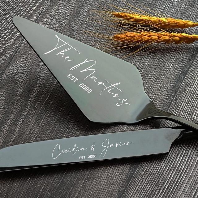 Custom Wedding Cake Knife Gift Set - Personalized Cake Knife And Server Set - Sweet Beginnings Cake Server Set