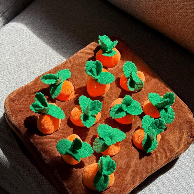 Interactive Carrot Patch Snuffle Toy - Puzzle Enrichment Mat for Dogs and Small Pets