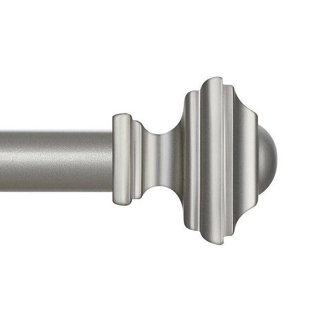 JRZOO Silver Curtain Rods 66 to 120 Inches(5.5-10 Feet),Decorative 3/4 Inch Diameter Drapery Rod Set with Square Finials,Size:36''-120'',Antique Silver