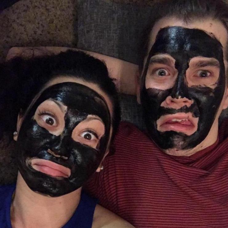 Parker being a trooper and letting Jeanette face mask him.