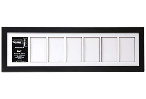 Creative Letter Art [8x30bk-w] 7 Opening Glass Face Black Picture Frame Holds 4x6 Media with White Collage Mat