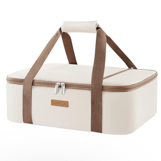 Lifewit LUNCIA Insulated Single Decker Casserole Carrier, Lasagna Lugger Tote Keeps Food Hot or Cold, Thermal Lunch Bag for Potluck Parties, Picnic and Cookouts, Fits 9" x 13" Baking Dish, Cream
