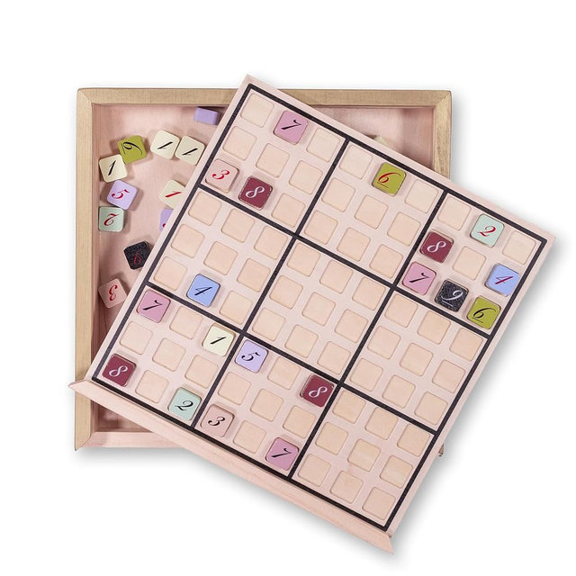 kate spade new york Wooden Sudoku Board Game with 120 Puzzles for Adults, 9" x 9" Coffee Table Game with Wooden Tiles, Number Puzzles Easy, Moderate, and Hard (Sip & Solve)