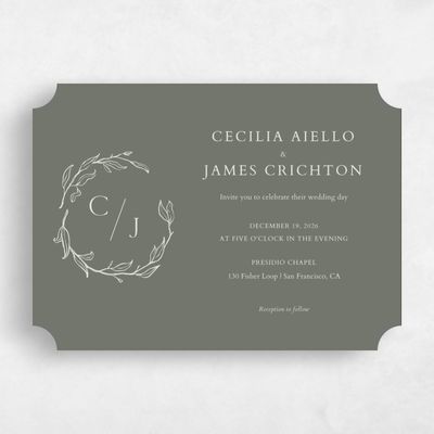 Green Ticket Wedding Invitation - Everhart Landscape