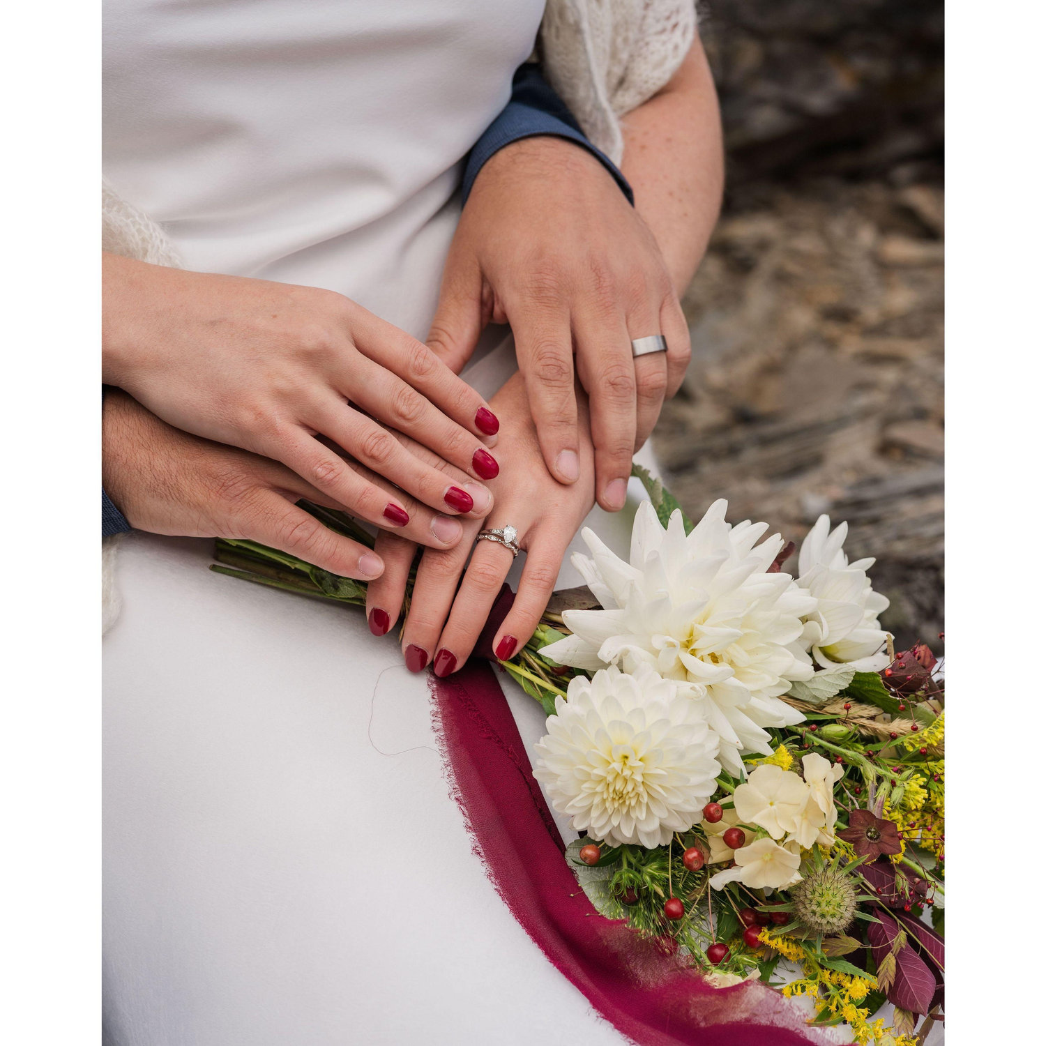 Our new rings and my local bouquet!