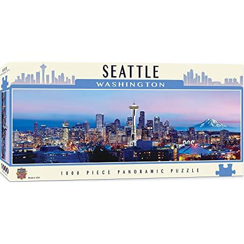 MasterPieces Cityscapes Panoramic Jigsaw Puzzle, Downtown Seattle, Washington, Photographs by James Blakeway, 1000 Pieces